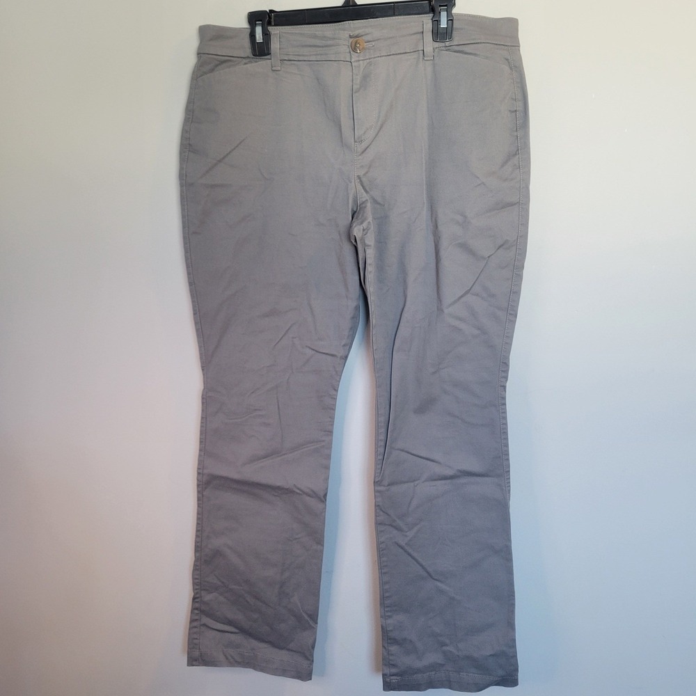 Old Navy Womens Gray Boot-Cut Chino Pants Size 14 Stretch Cotton Twill Mid Rise